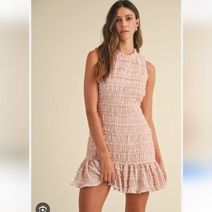 Mable Avery Ruched Ruffle Detqiled Sleeveless Mini Dress Small NWOT